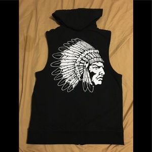 Men's Hustle gang sleeveless hoodie Large